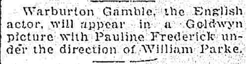 Washington Evening Star, Washington, D.C., October 5, 1919 — Warburton Gamble, Pauline Frederick