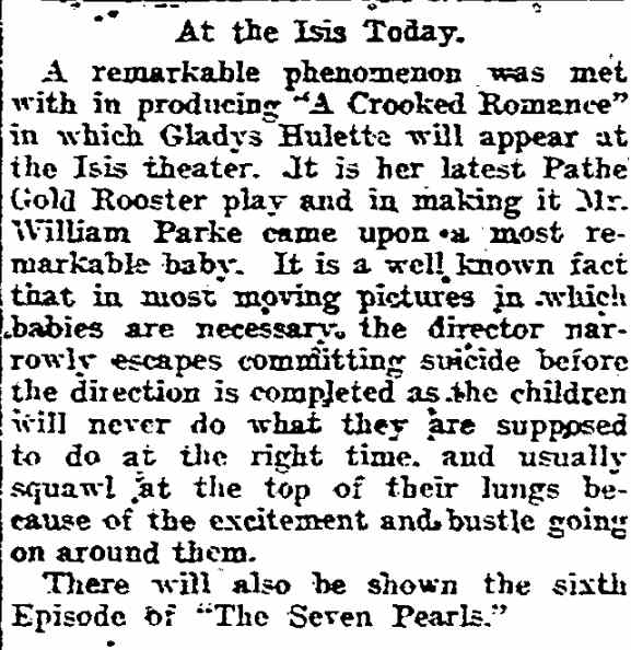 Greensboro Daily News, Greensboro, North Carolina, November 30, 1917 — Gladys Hulette, A Crooked Romance