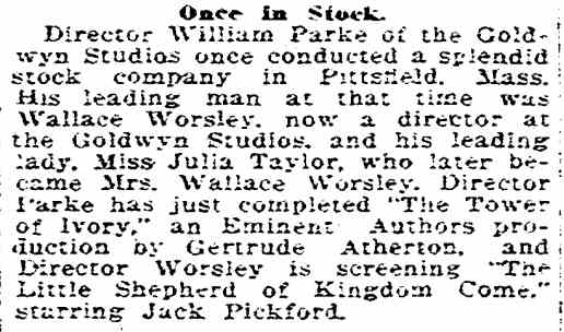 Richmond Times-Dispatch, Richmond, Virginia, December 29, 1919 — Wallace Worsley, Julia Taylor, Jack Pickford, Gertrude Atherton