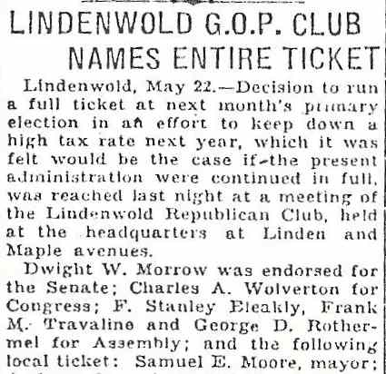 Dwight W. Morrow, Charles A. Wolverton, F. Stanley Bleakly, Frank M. Travaline, George D. Rothermel, Samuel E. Moore - Camden Courier-Post May 22, 1930