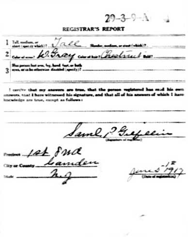 August F. Haverkamp WWI Draft Registration Card, reverse