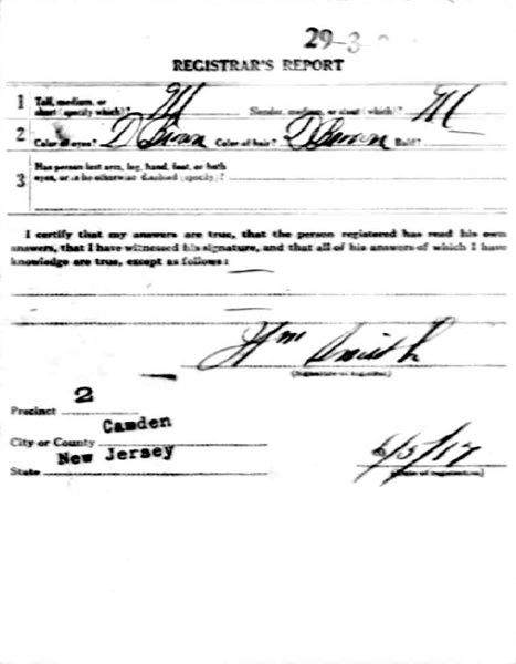 Carl Quinton WWI Draft Card, page 2
