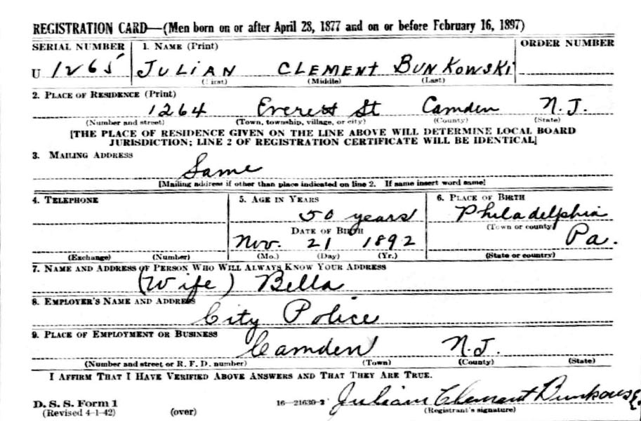 World War II draft card