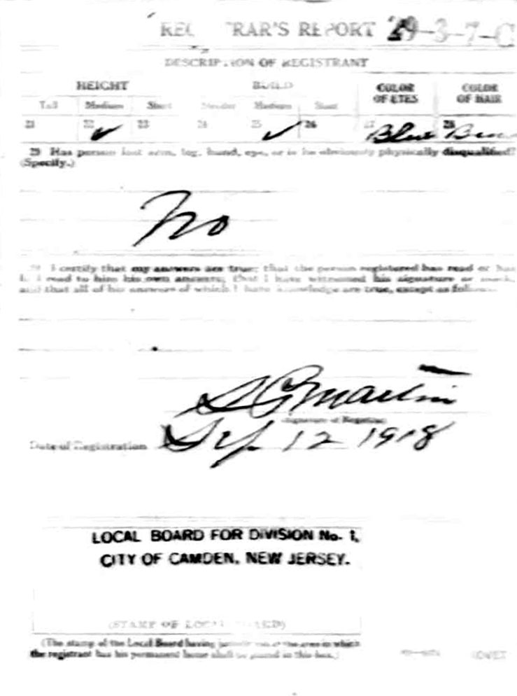 Edward A. Preisendanz Draft Card