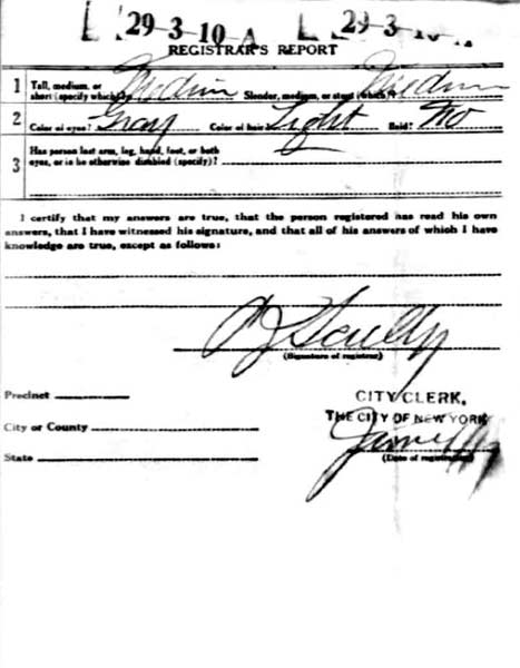 Everett W. Staley World War I Draft Card (back)