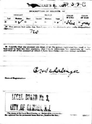 Frank S. Albright WWI Draft Registration Card, back