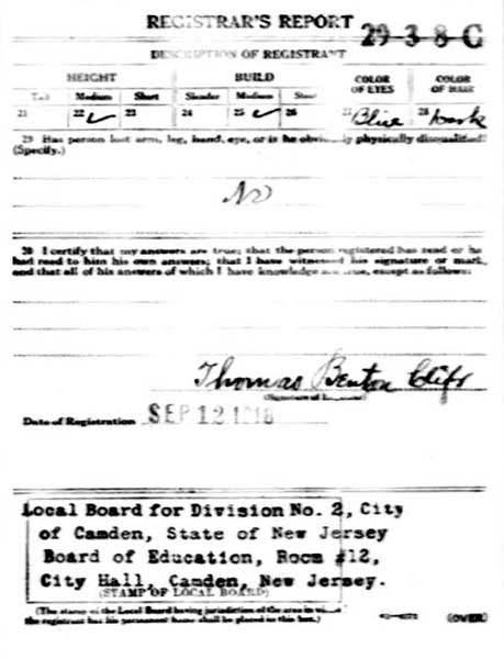 World War I Draft Registration Card for George Cline Boone, back (Registrar's Report)