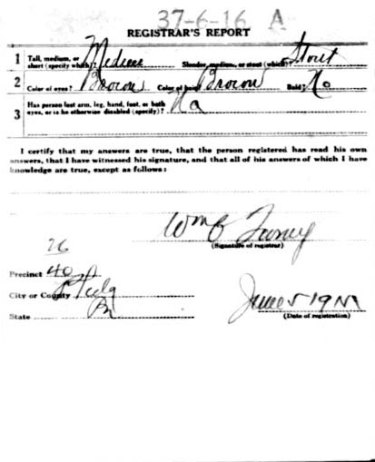George W.A. Kappel World War I draft card — back