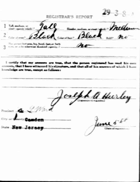 Harry G. Layton World War I draft registration registrar's report