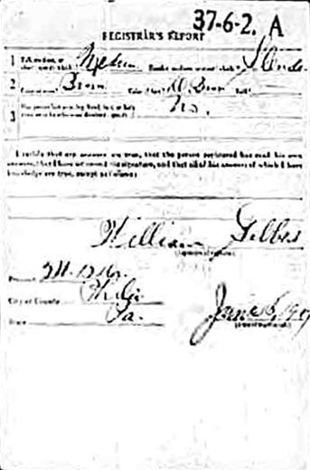 World War I Draft Registration Card for Henry Bellitz, back