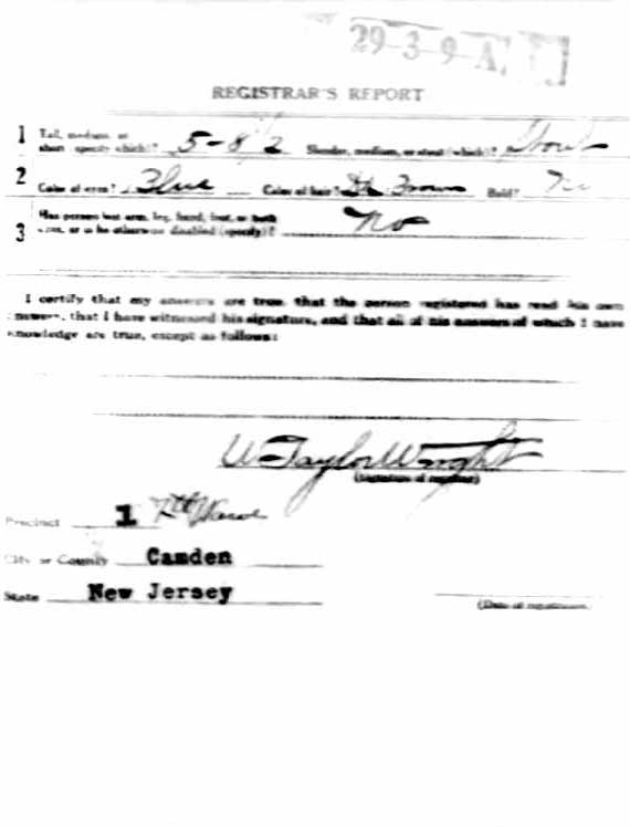 Henry Evans Zook — WWI Draft Registration Card (back)