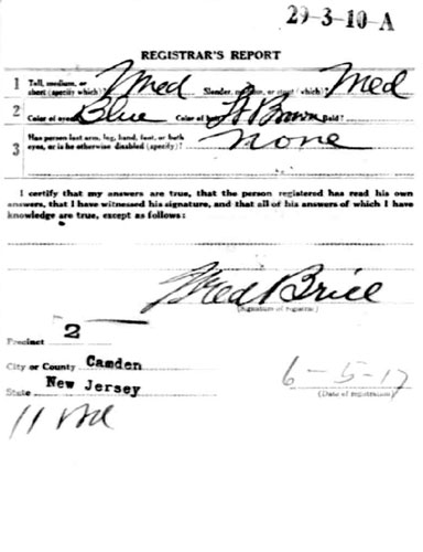 Herman F. Niessner World War I Draft Card, back