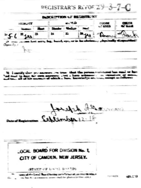 World War I Draft Registration Card — Howard Lewis Currie (registrar's report)
