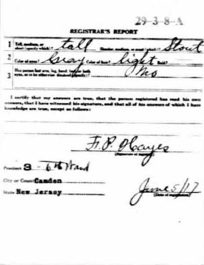 WWI Draft Registration Card for Jesse Seybold — Registrar's Report