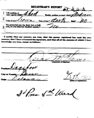 World War I Draft Registration Card — John Leo, Registrar's Report