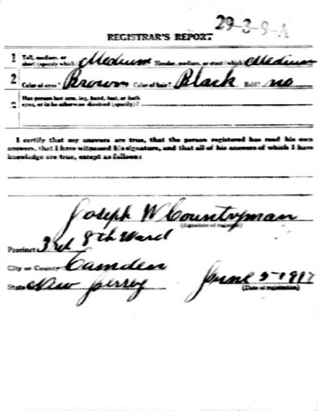 John Reilly World War I draft card, back