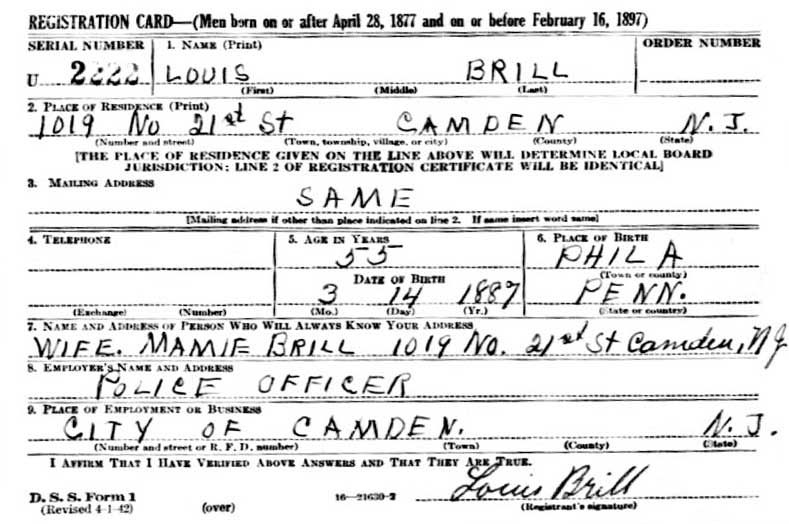 World War II Draft Card