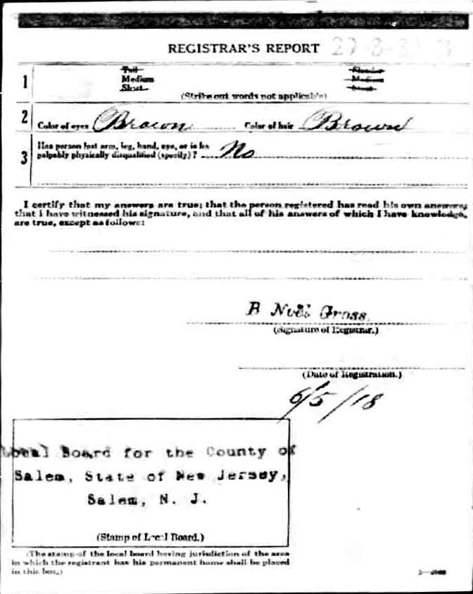 Marco Reginelli World War 1 Draft Card
