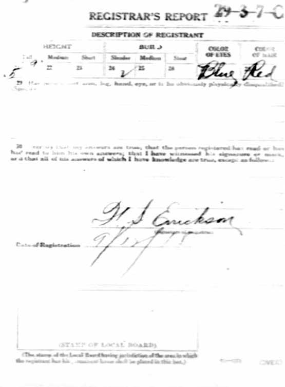 World War I Draft Card — Maurice Patrick Foley, back