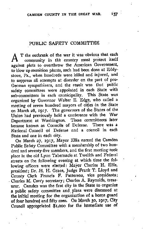 Camden County in the Great War, page 157: The Public Safety Committee