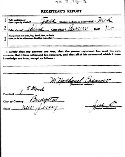 WWI Draft Registration Card for Richard C. Donnelly, back, 1917