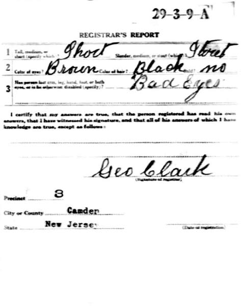 William E. Brickner World War I Draft Card, back