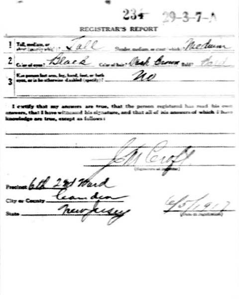 William Philip Moll Sr. — World War I draft card, reverse