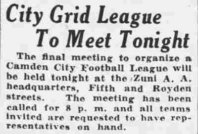Camden Courier-Post, August 14, 1934 — City Grid League To Meet Tonight