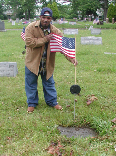 Planting the Colors for Corporal Toperzer, New Camden Cemetery, May 2003