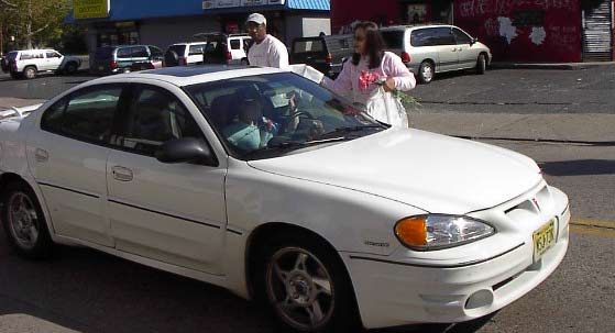 Passing out literature on River Road, Think Pink, October 24, 2003