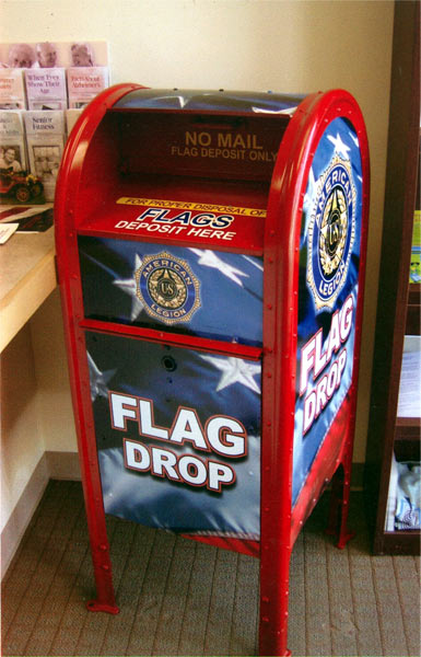 American flag disposal mailbox being prepared for installation, Merchantville NJ, March 2009
