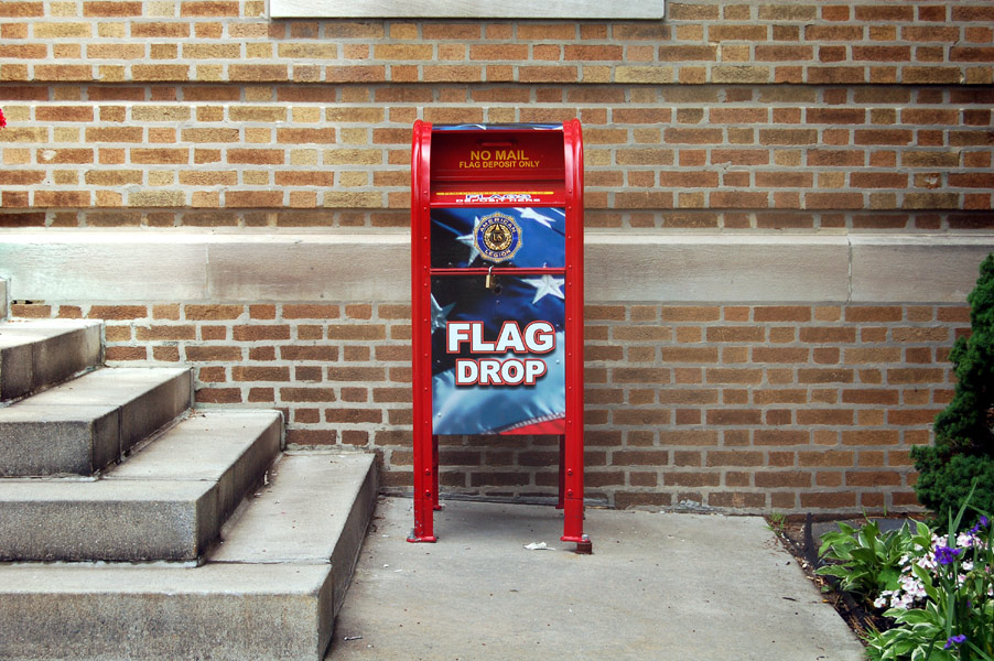 FLAG DROP mailbox at Merchantville Borough Hall, wide view