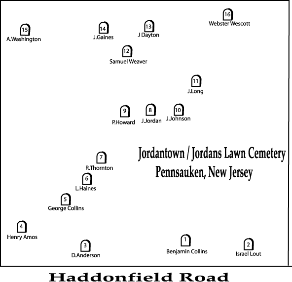 Map of Jordantown Cemetery, Pennsauken NJ