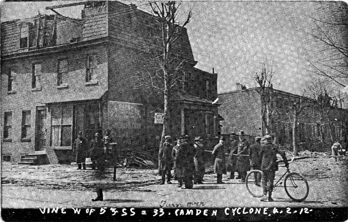 Vine Street west of 5th Street, Cyclone of April 2, 1912