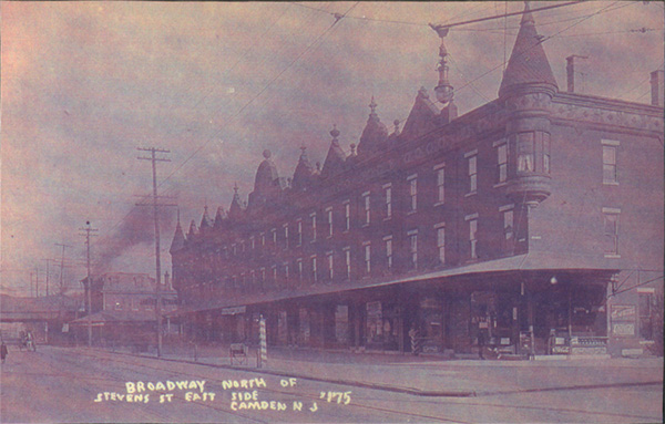 The Holl Block postcard, Broadway North of Stevens Street, East Side, Camden NJ