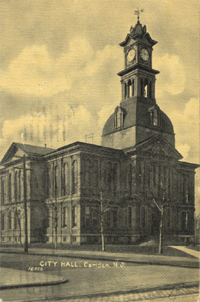 Camden City Hall postcard, postmarked 1907