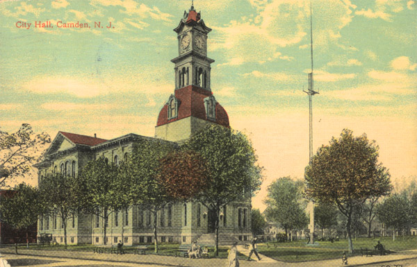 Camden City Hall postcard, mailed 1914