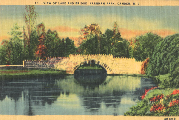 View of Lake and Bridge, Farnham Park, Camden NJ