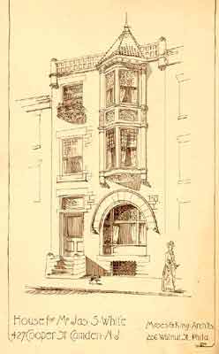 Architect's drawing for the house at 427 Cooper Street, Camden, for Mr. James S. White, King Architects, 226 Walnut Street, Philadelphia PA