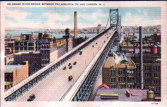 Delaware River Bridge from Philadelphia, 1920s