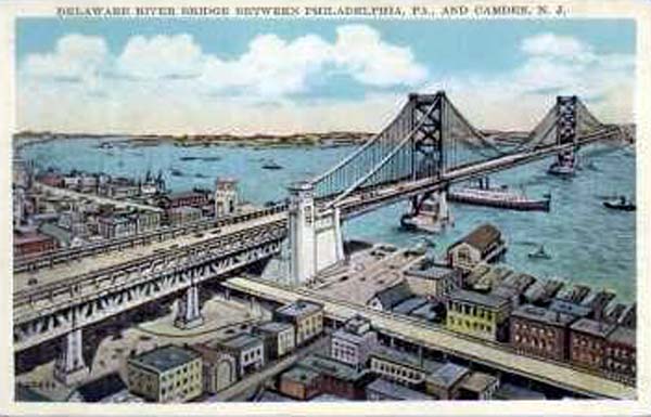 Delaware River Bridge from Philadelphia, 1920s