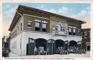 Postcard mailed 1918, showing the motorized Camden Fire Department headquarters