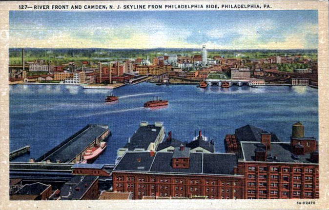 The Camden Waterfront as viewed from Philadelphia, prior to 1924