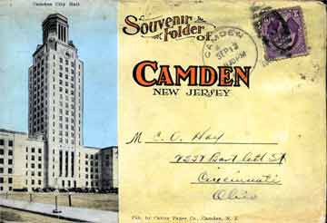 Camden postcard folder, 1930s — cover