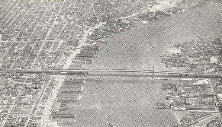 Aerial view of the Bridge and Waterfront