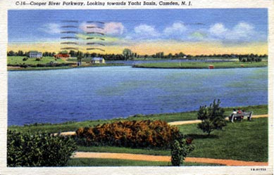 Cooper River Parkway, looking towards Yacht Basin, Camden NJ