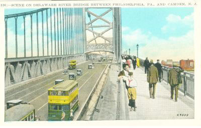 Scene on the Delaware River Bridge, circa 1926