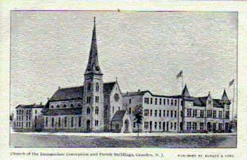 Church of the Immaculate Conception and Parish Buildings, as seen from NW corner of Broadway and Market Street