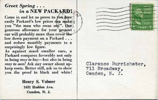 Henry S. Vollmer Packard, 1621 Haddon Avenue, April 1940 (reverse)
