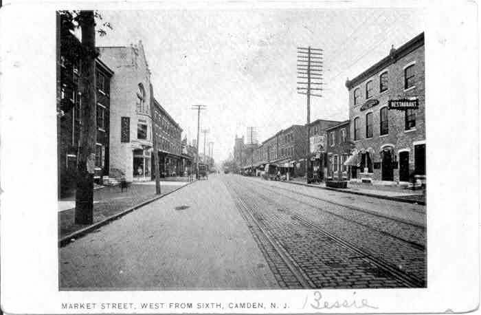 Market Street Looking West from 6th, postcard from 1890s or early 1900s